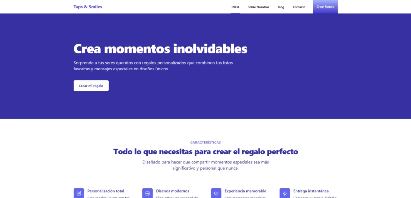 Taps & Smiles: captura del proyecto