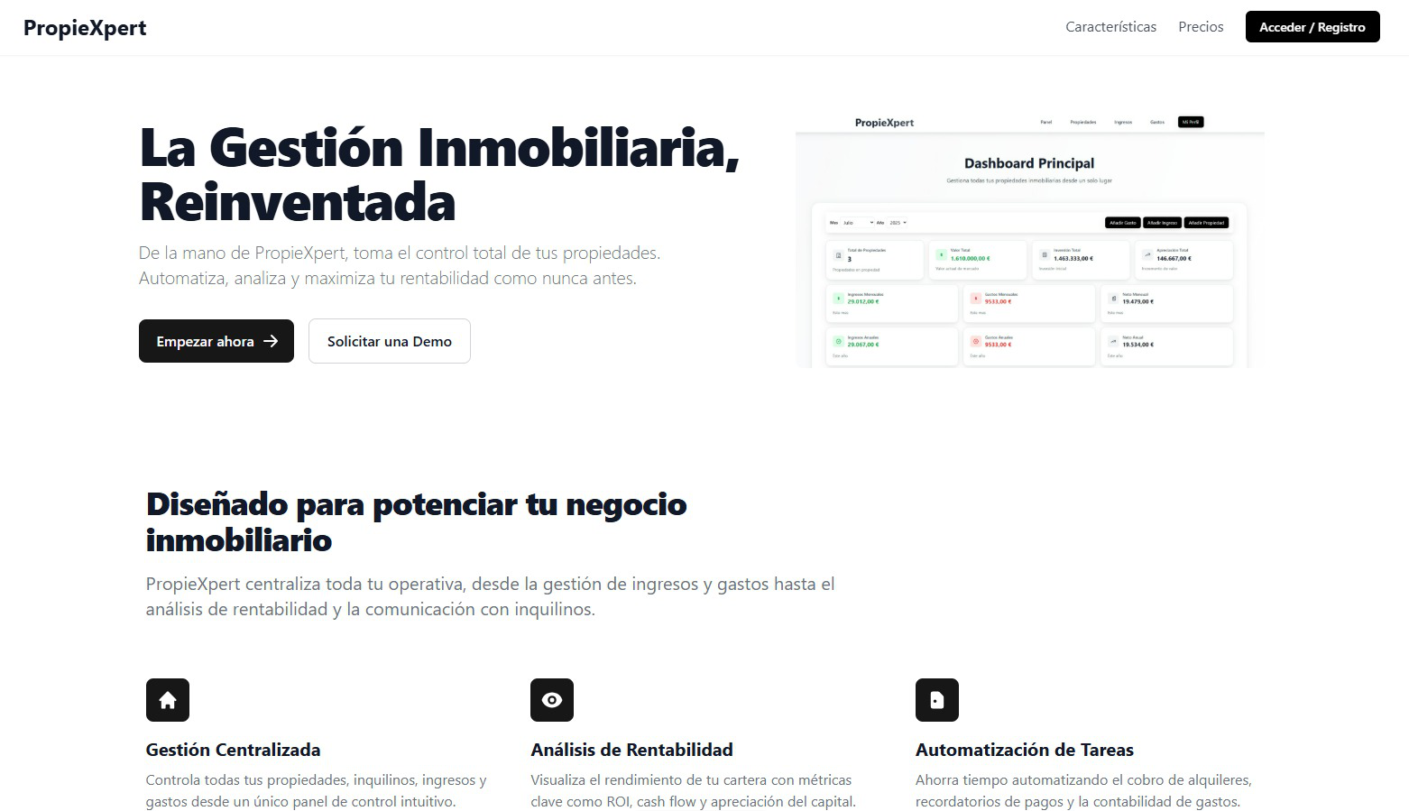 PropieXpert Real Estate Platform screenshot