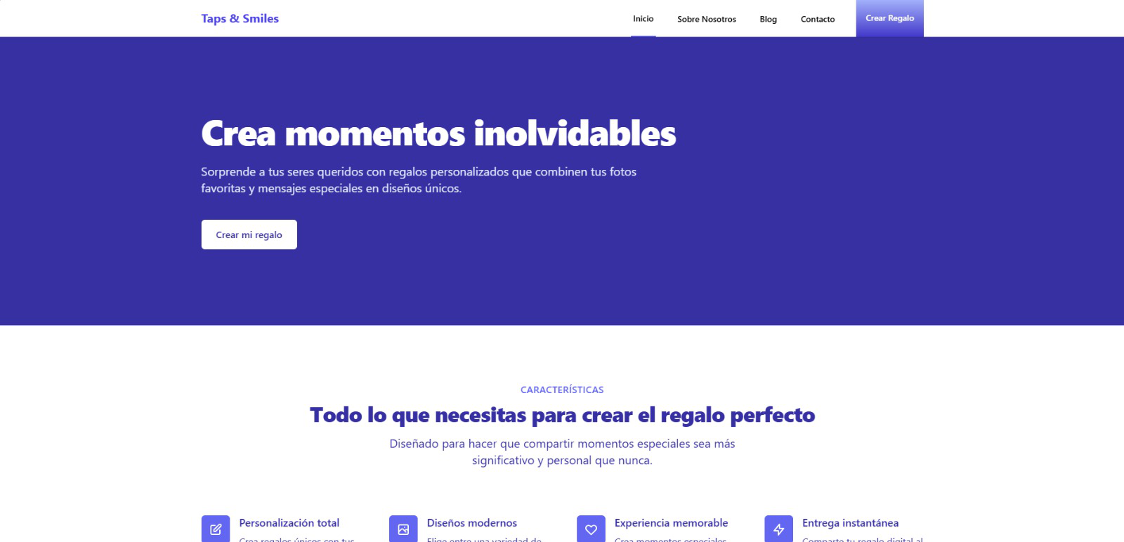 Taps & Smiles - Digital Gifts Platform screenshot